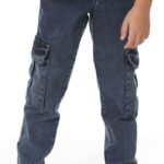 بنطلون جينز فضفاض بازرار للاغلاق للاولاد