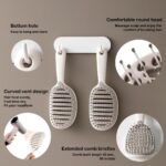 ⁦فرشاة شعر ذاتية التنظيف من لوفاكا، فرشاة فك تشابك منحنية بفتحات تهوية مع ازالة الشعر بنقرة واحدة، سهلة التنظيف، تجفيف أسرع للشعر الرطب والجاف، للاستخدام للنساء والرجال والاطفال (ابيض)⁩ - الصورة ⁦3⁩