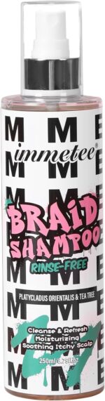 ايمتي شامبو بدون شطف للجدائل والجدائل مع الصبار وزيت الزيتون وزيت شجرة الشاي، بخاخ شامبو مرطب بدون شطف يزيل الروائح والحكة، 250 مل/8.8 اونصة