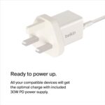 ⁦بلكن قاعدة شحن لاسلكية 2 في 1 من فاست تشارج برو مع شاحن ايفون سريع الشحن بقدرة 15 واط متوافق مع سلسلة ايفون 16 و15 و14 و13 و12 وايربودز وغيرها من الاجهزة التي تدعم ماج سيف⁩ - الصورة ⁦7⁩