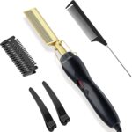 شنتيوي مشط ساخن لفرد الشعر - شنتيوي مشط كهربائي لفرد الشعر لشعر الأمريكيين الأفارقة والشعر المستعار، مشط ضغط محمول لفرد الشعر مضاد للحروق