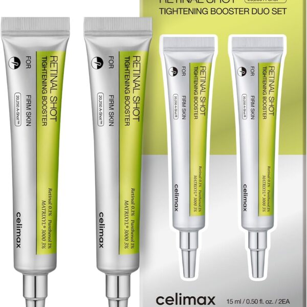celimax The Vita A Retinal Shot Tightening Booster Duo Set 15mlx2 | Holiday Gift Set, Stocking Stuffers for Women | with Retinal 0.1%, Matryxyl 3%, Pore Minimizer, Wrinkles & Fine Lines, Firmer Skin