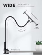 ⁦لاميكال حامل تابلت على شكل عنق الاوزة للسرير - مشبك ذراع تابلت مرن للسرير متوافق مع باد ميني 7.9 واير 9.7 وبرو 10.5 وكيندل وسويتش وجالكسي تاب وغيرها من الاجهزة مقاس 4.7-11 انش - اسود⁩ - الصورة ⁦5⁩