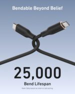 ⁦انكر كيبل USB C، سلك تدفق 240 واط، شحن سريع لسلسلة ايفون 16 وماك بوك برو 2020 والمزيد (USB 2.0، 6 قدم، اسود)⁩ - الصورة ⁦5⁩