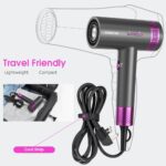 ⁦مجفف شعر ايوني عالي السرعة بقدرة 2000 واط مع 3 سرعات رياح و4 مستويات حرارة، مكثف ناعم، فوهة تصفيف للشعر المجعد بدون تجعد، سريع الجفاف⁩ - الصورة ⁦6⁩