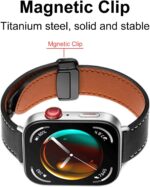 ⁦SUMK Strap Compatible with Huawei Watch Fit 4/3 2025, Magnetic D-Buckle Breathable Genuine Leather Watch Strap, Soft Replacement Bracelet Compatible with Huawei Watch Fit 4/3 Band⁩ - الصورة ⁦3⁩