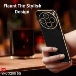 جراب بيتكلين لهاتف فيفو X300 برو، غطاء فاخر من البولي يوريثين الحراري الناعم المطلي بالكهرباء مع حماية مدمجة لعدسة الكاميرا، غطاء جوال رفيع مضاد للصدمات - اسود