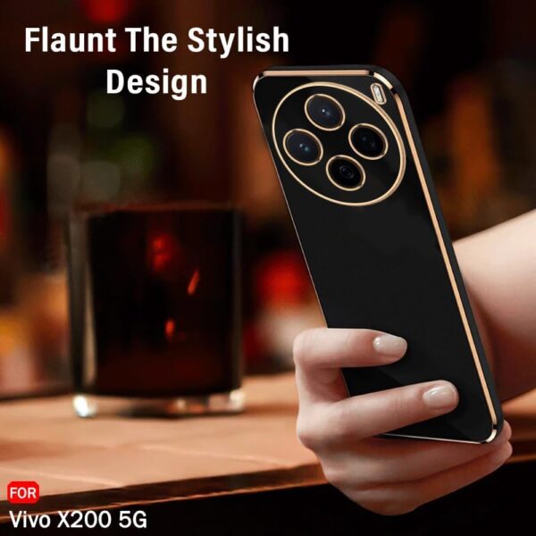 جراب بيتكلين لهاتف فيفو X300 برو، غطاء فاخر من البولي يوريثين الحراري الناعم المطلي بالكهرباء مع حماية مدمجة لعدسة الكاميرا، غطاء جوال رفيع مضاد للصدمات - اسود