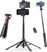 ULANZI New MT-44 B Extendable Phone Tripod, Four-Leg Tripod, 59" Selfie Stick Vlog Stand with 2 in 1 Phone Clip, Black