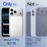 ⁦جيتك جراب غير لامع لموبايل ايفون 17 برو 6.3 انش متوافق مع ماج سيف، حماية كاملة لعدسة الكاميرا، غطاء موبايل ناعم من البولي يوريثين الحراري المصنفر مضاد للصدمات ومضاد لبصمات الاصابع (شفاف بلوري)⁩ - الصورة ⁦2⁩