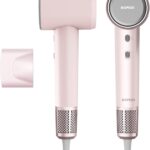 مجفف شعر عالي السرعة HD04 من بوميدي، مجفف شعر مع ترموستات ذكي، محرك عالي السرعة، ايونات سالبة، تشغيل منخفض الضوضاء، دوران ساخن وبارد - بينك