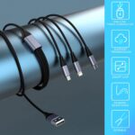 ⁦سكاي-تاتش كيبل شاحن جوال USB 3 في 1 5 امبير مضفر سريع من النايلون غير قابل للكسر، سلك شحن عالمي متعدد المنافذ مع موصل USB C/Micro USB/IOS للهواتف⁩ - الصورة ⁦2⁩