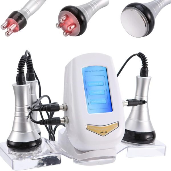 جهاز نحت الجسم من كيو اس جولي، جهاز تنحيف الجسم مع سبا منزلي للعناية بالبشرة مع 3 رؤوس تدليك يستخدم للوجه والذراع والخصر والبطن والساق والورك