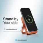 ⁦باورولوجي باور بانك مغناطيسي 10000mAh مع حامل، شحن سريع بي دي 20 واط، شاحن لاسلكي 15 واط، متوافق مع ماج سيف، حزمة بطارية محمولة لايفون 17-12 سيريز واندرويد والساعات الذكية وسماعات الاذن⁩ - الصورة ⁦2⁩