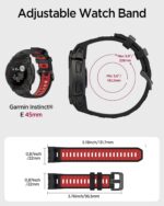 ⁦ميي مول سوار 22 ملم/ 26 ملم متوافق مع جارمين انستينكت 3 اموليد / سولار / اصدار تكتيكي، سوار سيليكون ناعم جيد التهوية، سوار رياضي بديل قابل للتعديل لجارمين انستنكت 3 45 ملم/50 ملم⁩ - الصورة ⁦4⁩