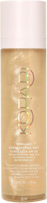 كوباري بخاخ واقي من الشمس شير سيتينج بعامل حماية من الشمس بعامل حماية من الشمس 50 من صن جليز، خفيف الوزن، سريع الجفاف، بخاخ تثبيت دقيق للغاية، مصنوع من حمض الهيالورونيك، يضع المكياج للحصول على لمسة