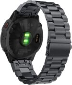 يووسايد سوار ساعة فينكس 6/فينيكس 5 بلس سريع الملاءمة، سوار بديل معدني من الستانلس ستيل 22 ملم لساعة جارمين فينيكس 5/5 بلس/ابروتش S60/فوررنر 935/كواتيكس 5، اسود