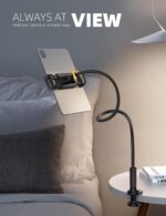 ⁦لاميكال حامل تابلت على شكل عنق الاوزة للسرير - مشبك ذراع تابلت مرن للسرير متوافق مع باد ميني 7.9 واير 9.7 وبرو 10.5 وكيندل وسويتش وجالكسي تاب وغيرها من الاجهزة مقاس 4.7-11 انش - اسود⁩ - الصورة ⁦3⁩