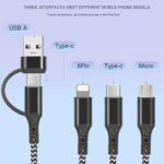 ⁦كابل شحن متعدد، كابل USBA/USB C 5 في 1 مع موصلات iP مايكرو USB نوع C، كابل شاحن متعدد سلك شحن سريع للهاتف 16 15 14 13 12 11 سامسونج جالاكسي S20 S10 S9 S8 هواوي أندرويد- 1.2 متر⁩ - الصورة ⁦3⁩
