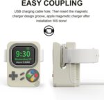 ⁦حامل شاحن ساعة ابل للالعاب ريترو (ابيض الباين): يناسب الترا 2/اس اي/سيريز 1-10، سيليكون مضاد للانزلاق ووضع منضدة ليلية عالمي متوافق مع الترا 2/اس اي/سيريز 1-10 مع تخزين للسلك⁩ - الصورة ⁦2⁩