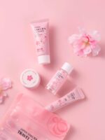 ⁦مجموعة سفر للعناية بالبشرة من جابان ساكورا لايكو مكونة من 4 قطع لتجديد البشرة بعامل حماية من الاشعة فوق البنفسجية بعامل حماية من الشمس 50+ 8 غرام وكريم مغذي للوجه 8 غرام وتونر تفتيح 20 مل ومنظف خفيف⁩ - الصورة ⁦2⁩