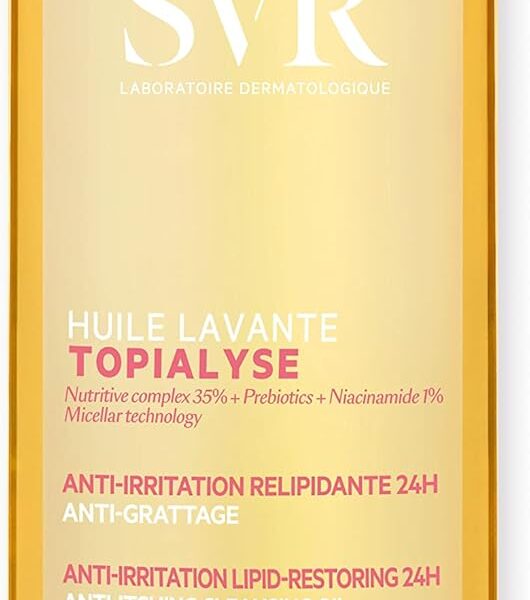 اس في ار غسول بزيت ميسيلار للوجه والجسم والشعر من توبياليز، ترطيب لمدة 24 ساعة، منظف استحمام/دش مستحلب ومهدئ للبشرة الجافة جداً والحساسة والمعرضة للاكزيما، لجميع الاعمار (1 لتر)