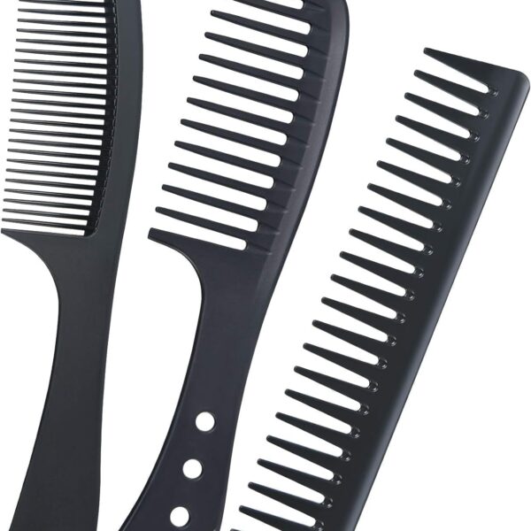 ماكمولا مجموعة امشاط تصفيف الشعر، 3 قطع امشاط باسنان عريضة، فرشاة شعر كربون مقاومة للحرارة ومضادة للكهرباء الساكنة، مشط شعر لفك تشابك الشعر الطويل او الرطب او المجعد