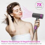 ⁦مجفف شعر ايوني عالي السرعة بقدرة 2000 واط مع 3 سرعات رياح و4 مستويات حرارة، مكثف ناعم، فوهة تصفيف للشعر المجعد بدون تجعد، سريع الجفاف⁩ - الصورة ⁦5⁩