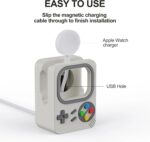 ⁦حامل شاحن ساعة ابل للالعاب ريترو (ابيض الباين): يناسب الترا 2/اس اي/سيريز 1-10، سيليكون مضاد للانزلاق ووضع منضدة ليلية عالمي متوافق مع الترا 2/اس اي/سيريز 1-10 مع تخزين للسلك⁩ - الصورة ⁦5⁩