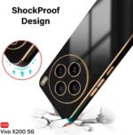 ⁦جراب بيتكلين لهاتف فيفو X300 برو، غطاء فاخر من البولي يوريثين الحراري الناعم المطلي بالكهرباء مع حماية مدمجة لعدسة الكاميرا، غطاء جوال رفيع مضاد للصدمات - اسود⁩ - الصورة ⁦2⁩