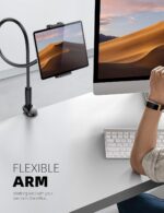 ⁦لاميكال حامل تابلت على شكل عنق الاوزة للسرير - مشبك ذراع تابلت مرن للسرير متوافق مع باد ميني 7.9 واير 9.7 وبرو 10.5 وكيندل وسويتش وجالكسي تاب وغيرها من الاجهزة مقاس 4.7-11 انش - اسود⁩ - الصورة ⁦2⁩