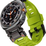 متوافق مع ساعة سامسونج جالكسي الترا 47 ملم اف كيه ام للرجال، سوار رياضي متين من المطاط الفلوري مع موصل معدني متوافق مع سوار جالكسي الترا 47 ملم