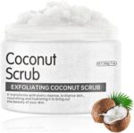 KALEDE Exfoliating Coconut Body Scrub for Tan Removal & Soft-Smooth Skin | For Women & Men | De-Tan Bathing Scrub with Coconut Oil, Removes Dirt & Dead Skin from Neck, Knees, Elbows & Arms - 200gm