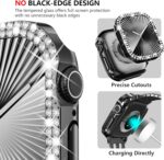 ⁦غطاء حماية لامع لساعة ابل سلسلة 10 مقاس 42 ملم، غطاء واقي مرصع بحجر الراين الماسي اللامع للنساء لملحقات اي ووتش 42 ملم (اسود/ شفاف، 42 ملم)⁩ - الصورة ⁦5⁩