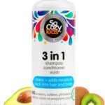 شامبو وبلسم وغسول جسم للاطفال 3 في 1 من سو كوزي، منظف لطيف ومرطب للشعر والجسم بالكيراتين وفيتامين بي 5 ومستخلص الكيوي وخالي من البارابين والكبريتات