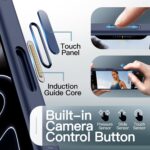 ⁦حافظة حماية مغناطيسية لجوال آيفون 17 برو ماكس 6.9 بوصة من جيتك، متوافقة مع ماج سيف، غطاء جوال خلفي نحيف مضاد للصدمات مع زر تحكم مدمج في الكاميرا، غطاء خلفي غير لامع شفاف (أزرق غامق)⁩ - الصورة ⁦3⁩