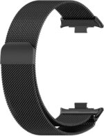 ⁦سوار معدني متوافق مع ساعة شاومي ريدمي 5، سوار مغناطيسي مزدوج بديل للساعة الذكية ريدمي ووتش 5 للنساء والرجال (اسود + رمادي)⁩ - الصورة ⁦5⁩