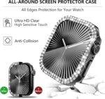 ⁦غطاء حماية لامع لساعة ابل سلسلة 10 مقاس 42 ملم، غطاء واقي مرصع بحجر الراين الماسي اللامع للنساء لملحقات اي ووتش 42 ملم (اسود/ شفاف، 42 ملم)⁩ - الصورة ⁦4⁩