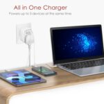 ⁦بيجانت محول طاقة شاحن حائط بقابس USB 5 في 1 موسع منفذ عالمي 1 وصلة مقبس 3 منافذ USB-A و1 منفذ نوع C لاجهزة ايفون والهواتف الذكية والتابلت وغيرها⁩ - الصورة ⁦4⁩