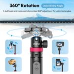 ⁦ULANZI New MT-44 B Extendable Phone Tripod, Four-Leg Tripod, 59" Selfie Stick Vlog Stand with 2 in 1 Phone Clip, Black⁩ - الصورة ⁦4⁩