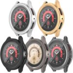 جراب ساعة متوافق مع ساعة سامسونج جالاكسي 5 برو، مناسب لملحقات ساعة جالكسي 5 برو، غطاء حماية كامل من البولي يوريثين الحراري الناعم مع شاشة HD مدمجة (5 قطع، 45 ملم)