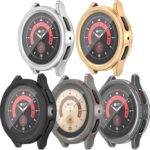 جراب ساعة متوافق مع ساعة سامسونج جالاكسي 5 برو، مناسب لملحقات ساعة جالكسي 5 برو، غطاء حماية كامل من البولي يوريثين الحراري الناعم مع شاشة HD مدمجة (5 قطع، 45 ملم)