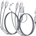 كيبل شحن سريع متعدد لشاحن ساعة ابل، شاحن ايفون، [اساسيات السفر 3 في 2] كيبل USB A/Type C/لايتنينج لساعة اي ووتش الترا/SE/10-2، ايفون 16-11، جالكسي S25-21، ايباد، 1.2 متر