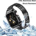 ⁦او اوزون سوار ساعة من الستانلس ستيل مع جراب متوافق مع ساعة ابل سلسلة 9/8/7 (45 ملم)، سوار معدني وغطاء واقي متين ممتص للصدمات لسوار اي ووتش للرجال⁩ - الصورة ⁦3⁩