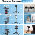 ⁦ULANZI New MT-44 B Extendable Phone Tripod, Four-Leg Tripod, 59" Selfie Stick Vlog Stand with 2 in 1 Phone Clip, Black⁩ - الصورة ⁦3⁩