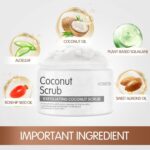 ⁦KALEDE Exfoliating Coconut Body Scrub for Tan Removal & Soft-Smooth Skin | For Women & Men | De-Tan Bathing Scrub with Coconut Oil, Removes Dirt & Dead Skin from Neck, Knees, Elbows & Arms - 200gm⁩ - الصورة ⁦3⁩