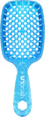 ⁦فرشاة فك تشابك الشعر من اف اتش اي هيت بدون ألم لجميع أنواع الشعر الرطب أو الجاف — شعيرات مضادة للكهرباء الساكنة من نوع DuoFlex المتينة، مقبض خفيف الوزن، فرشاة شعر مهوَّأة، أزرق الياقوت⁩ - الصورة ⁦10⁩