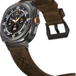 سوار جلدي فينتاج من فسانت متوافق مع ساعة سامسونج جالكسي الترا 47 ملم (2025/2024)، سوار جلد كريزي هورس بعرض 24 ملم لساعة جالكسي الترا للرجال والنساء، بني رترو