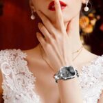 ⁦غطاء حماية لامع لساعة ابل سلسلة 10 مقاس 42 ملم، غطاء واقي مرصع بحجر الراين الماسي اللامع للنساء لملحقات اي ووتش 42 ملم (اسود/ شفاف، 42 ملم)⁩ - الصورة ⁦8⁩