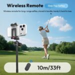 ⁦ULANZI New MT-44 B Extendable Phone Tripod, Four-Leg Tripod, 59" Selfie Stick Vlog Stand with 2 in 1 Phone Clip, Black⁩ - الصورة ⁦5⁩